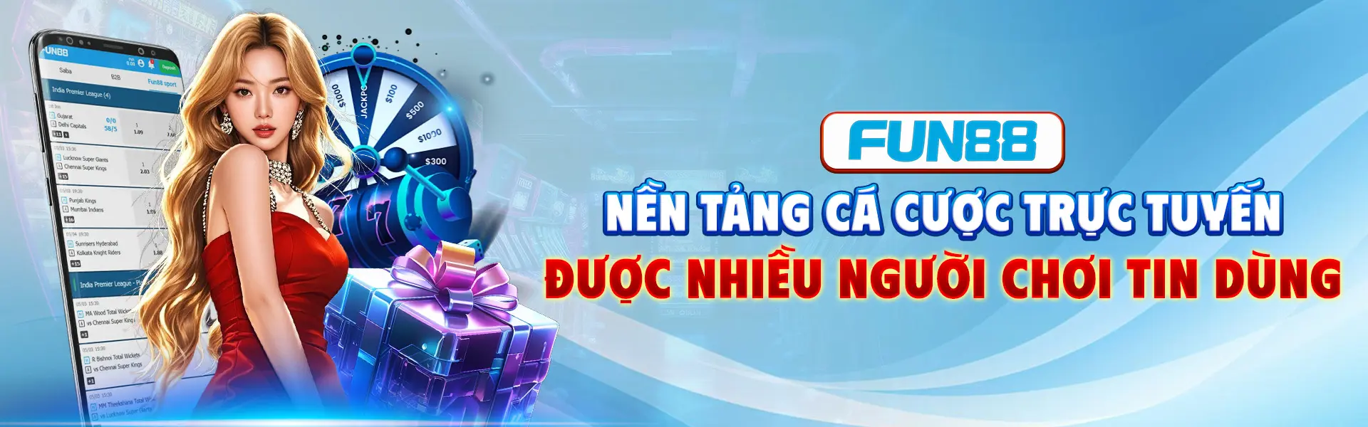 Banner Fun88 với giao diện xanh hiện đại